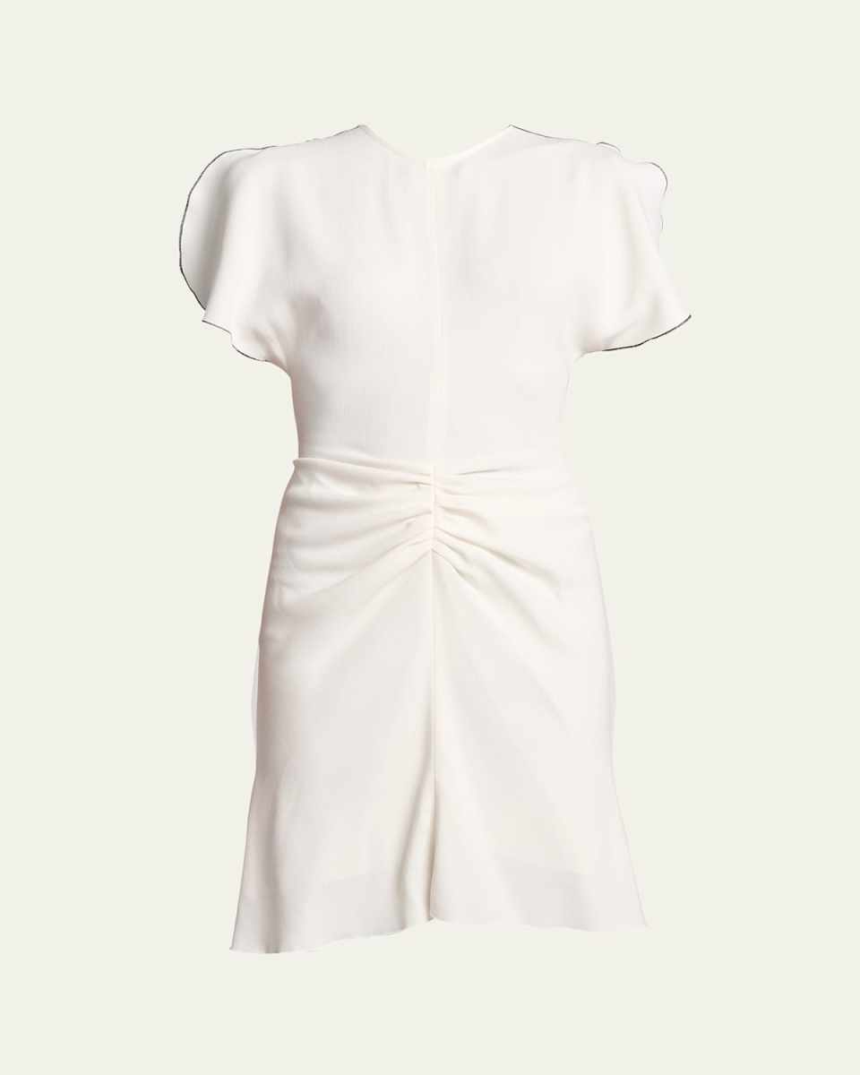 Gathered Waist Wool Mini Dress